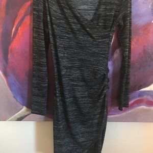 RD Style black and white patterned v neck dress SM